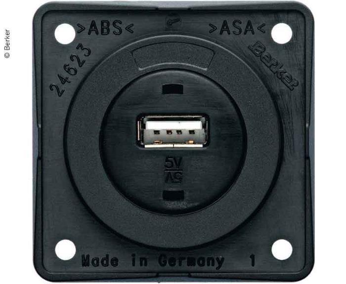 USB-stik, antracitmat, 12V, 3A udgangsstrøm