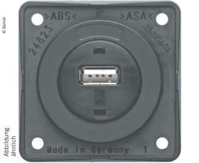 USB chassis jack, glossy grey, 12V, 3A Output current