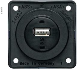 USB built-in socket, black matt, 12V, 3A Output current