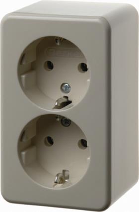 Berker surface-mounted double socket outlet white