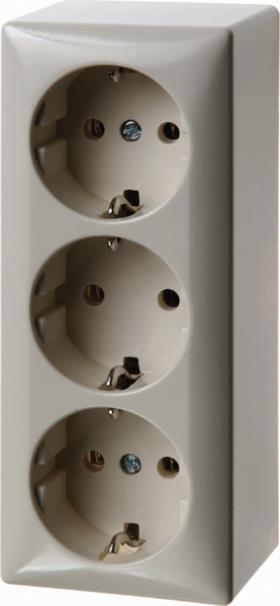 Berker surface-mounted triple socket outlet white