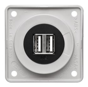 Berker USB charging socket 12V double polarwhite-gl., insert black