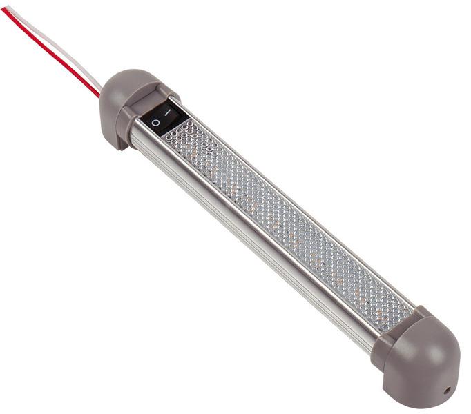 LED 12V aluminium linjelygte med on / off switch, længde: 225mm, 10 LED\'er