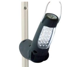 LED torch, work lamp LED + battery 18+5 LEDs 230V battery charger