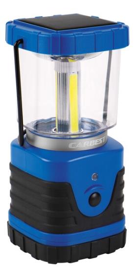 Camping lys COB, sol / USB / DC, 400mAh batteri, 50 lumen, 82x82x182mm