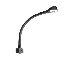 LED gooseneck lamp round head black, silicone coated