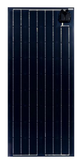 Enkelt solcellemodul 100W sort, minimalt fleksibelt med glasbærerplade