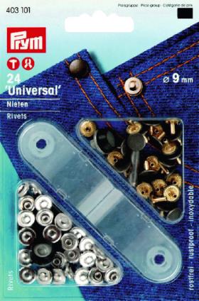 Rivets brass 9mm 24pcs. silver coloured