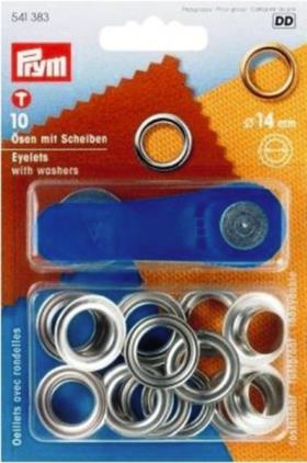Brass eyelets and washers, 10pcs. 14mm silver