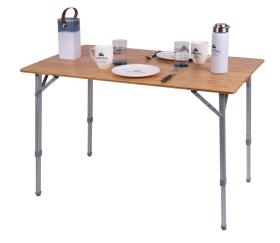 Bamboo, Folding Camping Table, HOLIDAY TRAVEL, alu frame, 100x65x42-65 cm