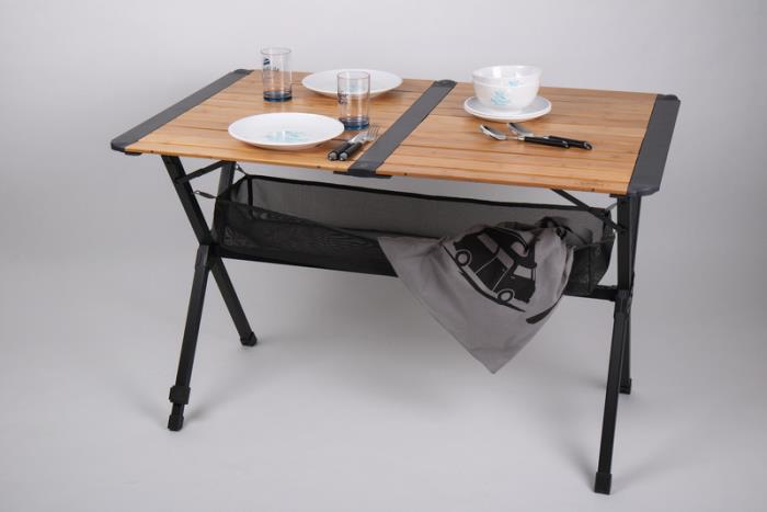 Bambusbord med net, rullegardin, mørk aluminiumsramme