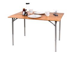 Camping Table HOLIDAY TRAVEL 80x60x43/65 cm, Aluminium/Bamboo