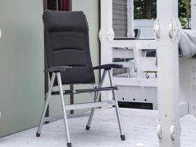 Campingstol Pioneer charcol grå - polstret, firbenet stol