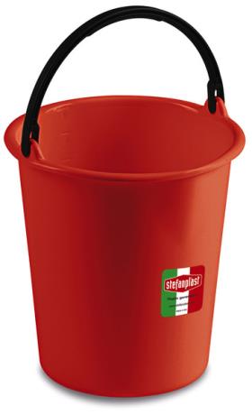 Multifunktionsspand med hængslet håndtag, 7l, rød, Ø26cm, højde 27cm