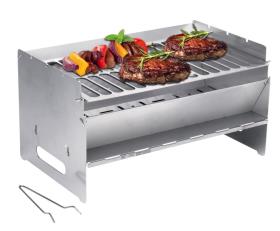 mobile foldable barbecue 250x400x220mm, stainless steel