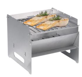 mobile foldable barbecue 250x250x220mm, stainless steel