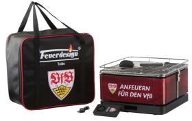 Grill TEIDE 34x34 VfB Stuttgart, charcoal, with grill tongs