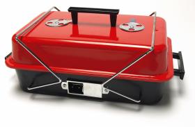 Grill charcoal steel, George, red/black, approx. W48xD27xH25cm
