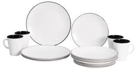 16-piece LINEA Black Melamine Tableware Set