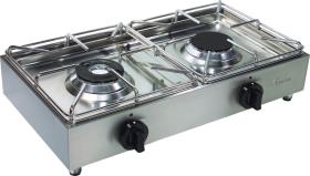Propane Camping Stove, Luxury, Stainless Steel, 2 Flame 30mbar