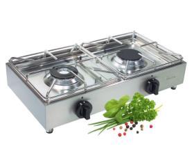 Propane Camping Stove, Luxury Stainless Steel, 50mbar, 2 Flames