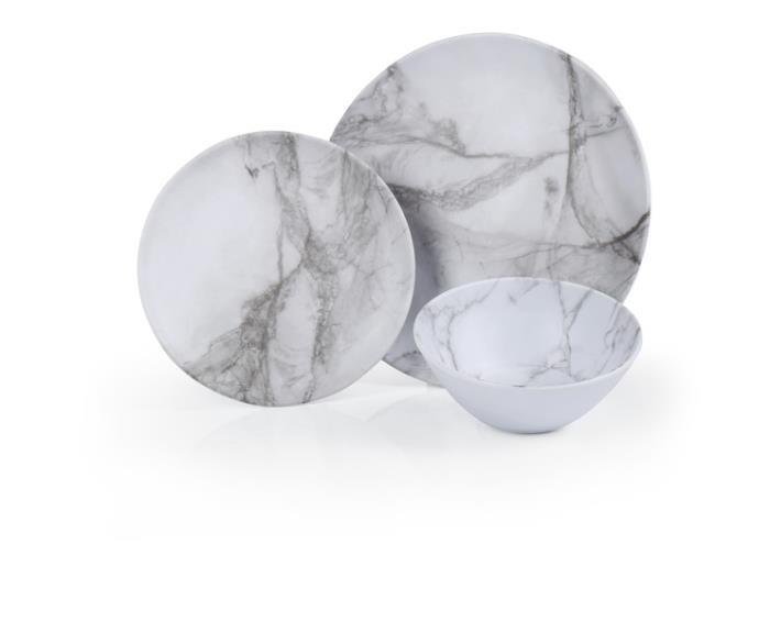 Melaminbordssæt MARBLE 6 stk., Til 2 personer