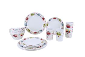 16-piece CAMPING melamine tableware set for 4 persons