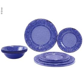 Melamine tableware set STONE AZURE, 12 pieces, for 4 persons, plate+bowl