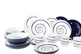 Melamine tableware set Twist, 16 pcs, blue-white, 100% melamine