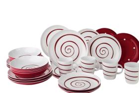 16-piece TWIST melamine tableware set, red, 100% melamine