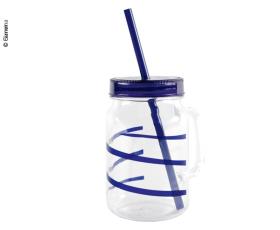 Trinkbecher mit Strohhalm TWIST blau, 550ml