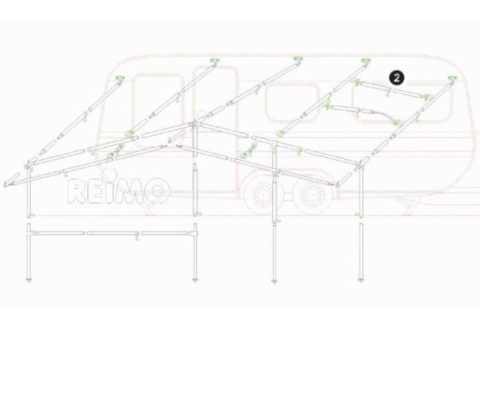 Spændestang / tagstangsstang stål 215-300cm, 3-delt