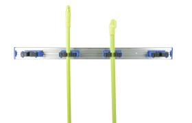 Broom holder with 5 clips in blue, 70cm