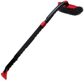 Broom with ice scratcher and telescope stick
