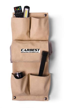 Organizer Deluxe with 4 pockets and newspaper compartment, beige microfibre