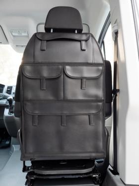 Organizer für Fahrersitz mit 4 Taschen, Kunstleder, komplett Schwarz