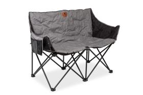 Folding sofa for 2 persons, upholstered, loadable up to 200kg, grey-mottled