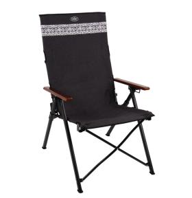 Folding Camping Chair, ETHNO Camp4, black/wood