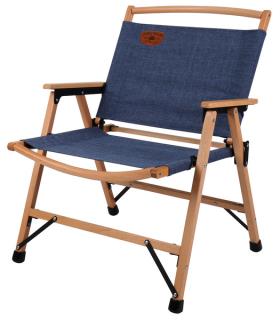 Camping chair HOLIDAY TRAVEL, wood frame, blue mottled