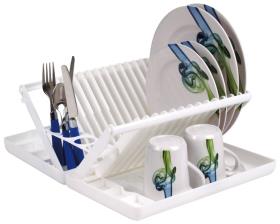 Pladeholder / tallerken tørretumbler, sammenklappelig, plast hvid