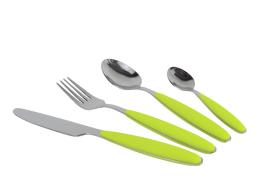 Camping Cutlery Set, Gimex, 4 People/16 Parts, Lime Green