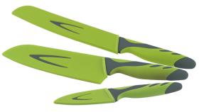 Kniv sæt GRØN, 3 dele, bestående af skæring, brød u. Santoku
