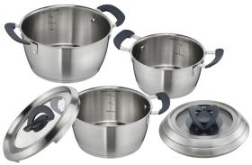 Tefal potte sæt 6 stk: Ø 16,18 + 20 cm, 3 glas låg med foldet håndtag