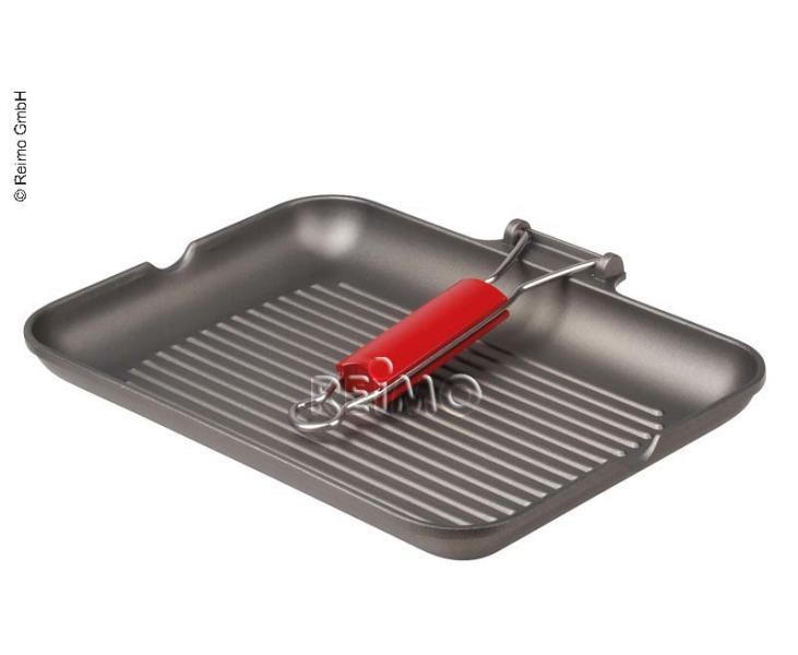 Camping grill pan 35x25cm, ceramic nonstick coating, foldable handle