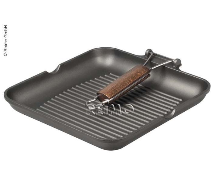 Camping grill pan 28cm, 3fold nonstick sealed, foldable handle