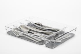 Besteckkasten Kunststoff, transparent, Antirutsch, Einleger rausnehmb.