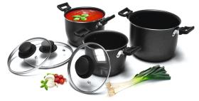 Aluminium pot set 6 parts dark grey