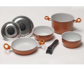 Aluminium pot set 7 parts orange, thickness 1,2mm