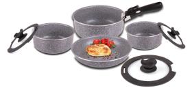 8-piece aluminium pot set with detachable handles