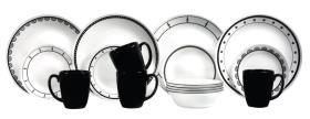 Crockery set CORELLE BLACK-WHITE 16 pcs. for 4 pers., break-proof